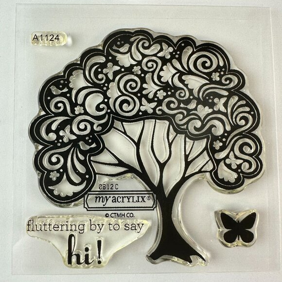 My Acrylix A1124 Decorative Clear Stamps Set - Tree & Butterfly - Picture 1 of 2
